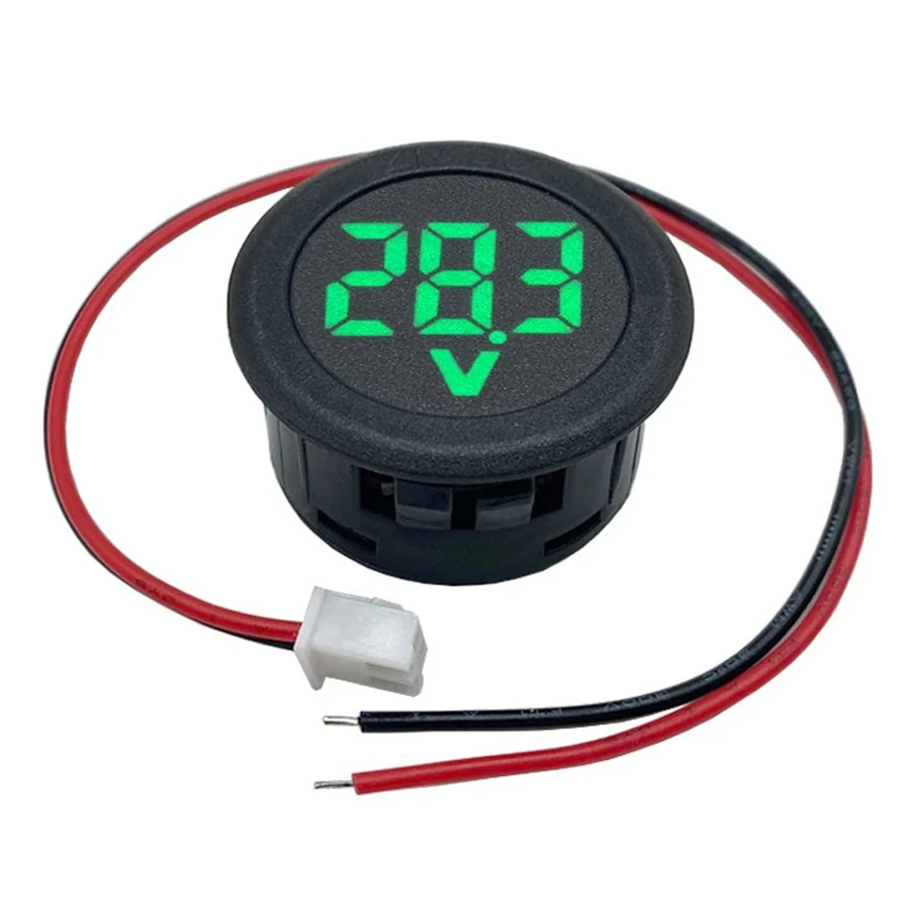 1pc DC 4-100V LED Digital Voltmeter Round 2-wire Voltmeter Digital Display Car Current Meter Easy To Install