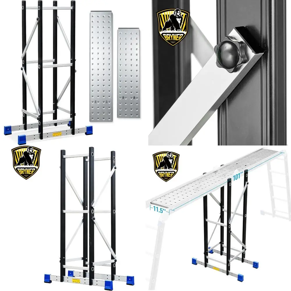 

Multi-Purpose Folding Ladder with 19.6Ft Height, 7-in-1 Functionality, Work Platform, and Support Rack for Enhanced Safety and E