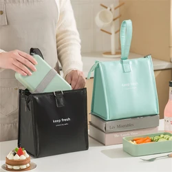 Insulated Portable Crossbody Lunch Bags Waterproof PU Large Capacity Food Bento Thermal Storage Container Shoulder Cooler Bags