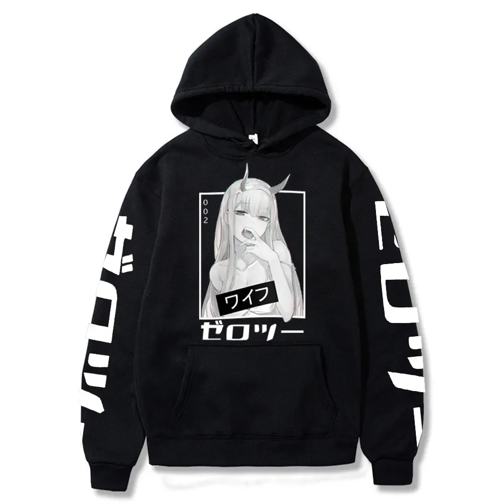 Anime Darling In The Franxx Zero Two sweat à capuche pour homme décontracté Harajuku Streetwear pull automne Y2K surdimensionné sweat à capuche hauts