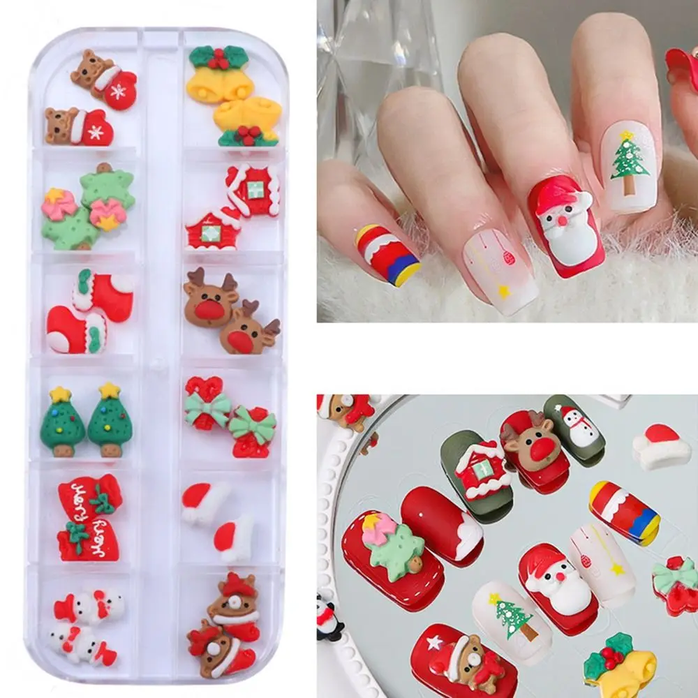 Santa Claus Christmas Nail Ornaments Cartoon Bell DIY Nail Art Decoration Nail Art Resin Christmas Nail Decoration Women