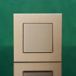 EU standard switch socket 86*86mm black gold grey one open single control dual control switch aluminum brushed panel with ce