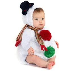 Merry Christmas Infant Baby Romper Suit Boys Girls Long Sleeve Xmas Cosplay Costume Snowman Fleece Hoodie Jumpsuit+Scarf Set