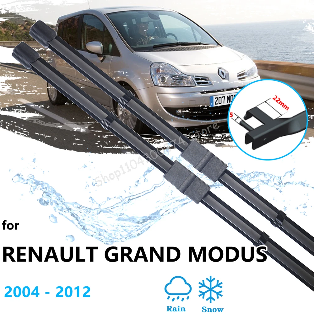 

2x For Renault Grand Modus 2004~2012 Windshield Windscreen Car Wiper Blade Front Boneless Frameless Rubber Cleaning Replacement