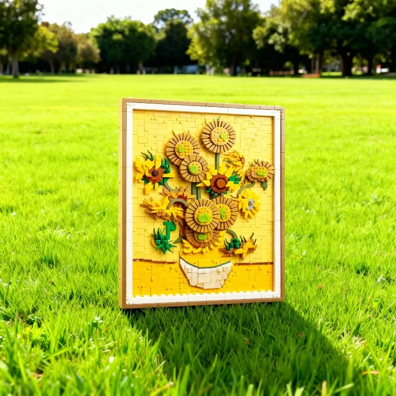 

Sunflower model building blocks Decoration Vincent Van Gogh Sunflower 3D Art Mural Building Blocks Set Birthday Toy