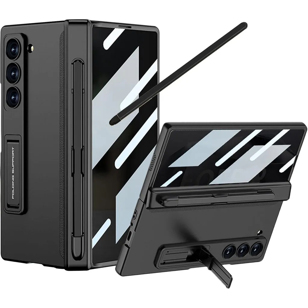 Designed for Samsung Galaxy Z Fold 6 Case with Stylus Pen Privacy Screen Protector Kickstand Magnetic Hinge S Pen Holder