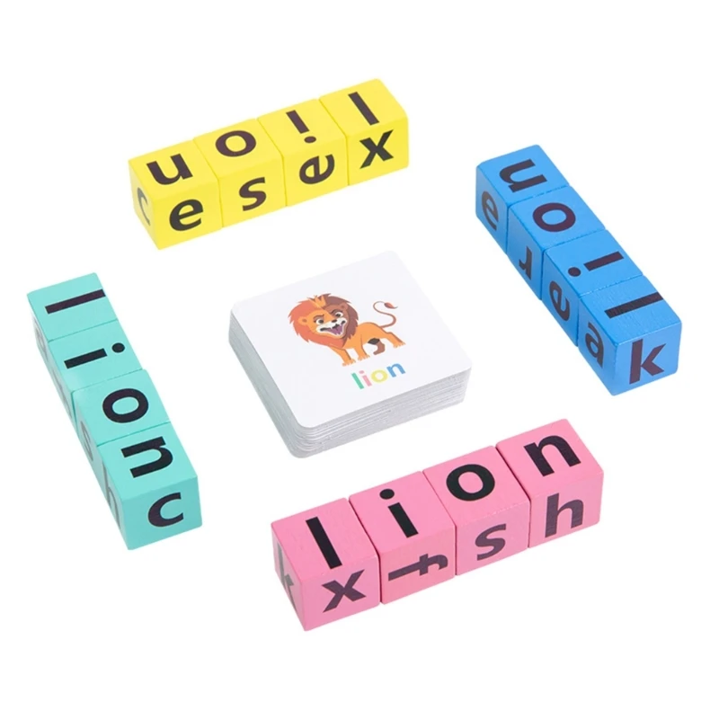 

Letter Spelling Block Word Card Game English Words Early Educational Puzzle Toy