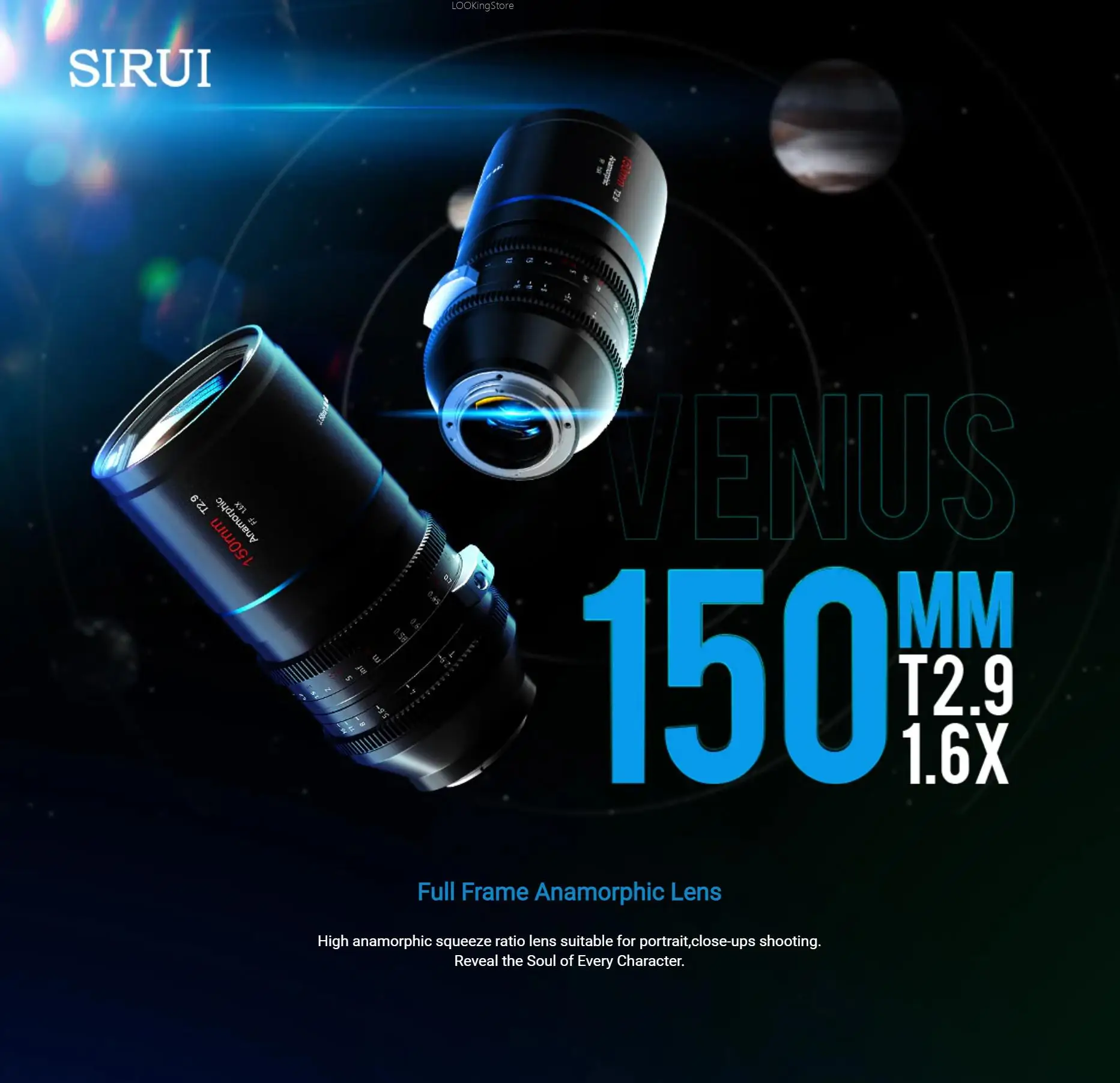 

Sirui Venus 150mm T2.9 Full Frame 1.6X Anamorphic Cine Lens Large Aperture For Sony E/Nikon Z/Canon RF/Leica L Mount