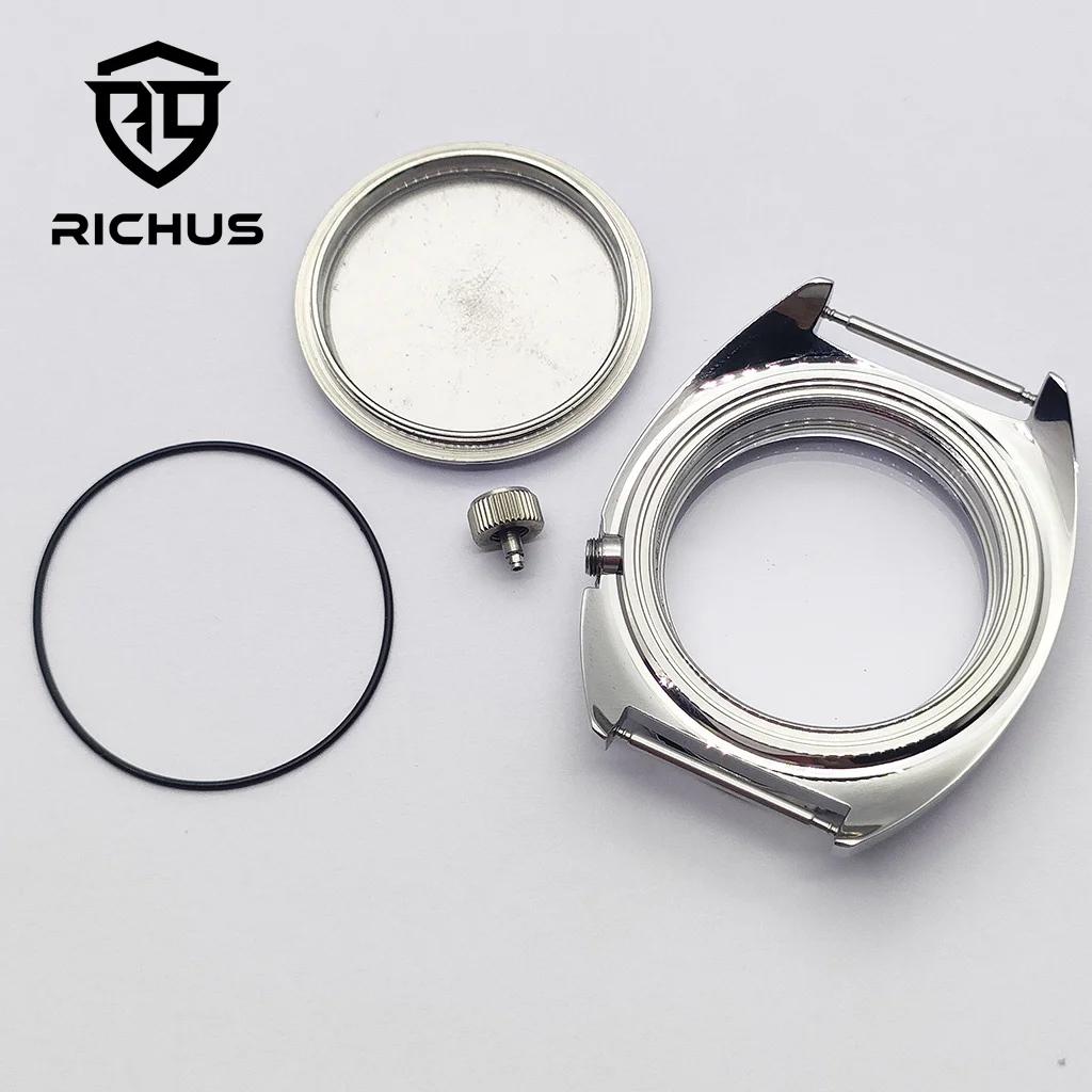 Корпус для часов RICHUS NH35 40 мм Серебряный корпус для часов Сапфировое стекло Корпус с короной на 4 часа с безелем Подходит для механизма NH34 NH35 NH36