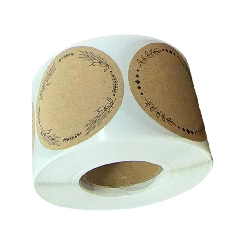 500Pcs/Roll Kraft Paper Seal Labels Sticker For Bakery Packaging Bulk Use Creative Gift Embellishments And Home Labeling