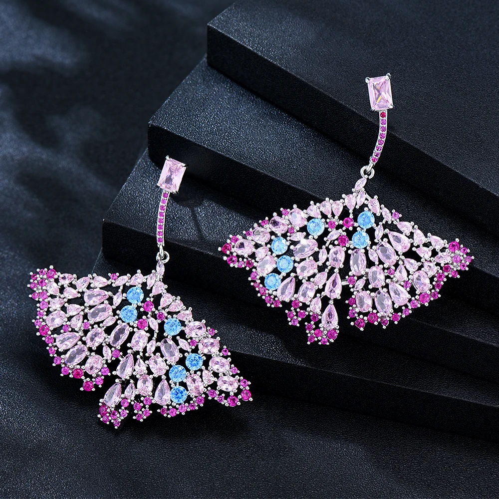 

Soramoore Original Feather Earrings for Women Wedding Cubic Zircon Fashion Engagement Party Jewelry pendientes mujer moda