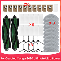 X10A For Cecotec Conga 8490 Ultimate Ultra Power Spare Parts Main Side Brush HEPA Filter Mop Cloth Dust Bag,A