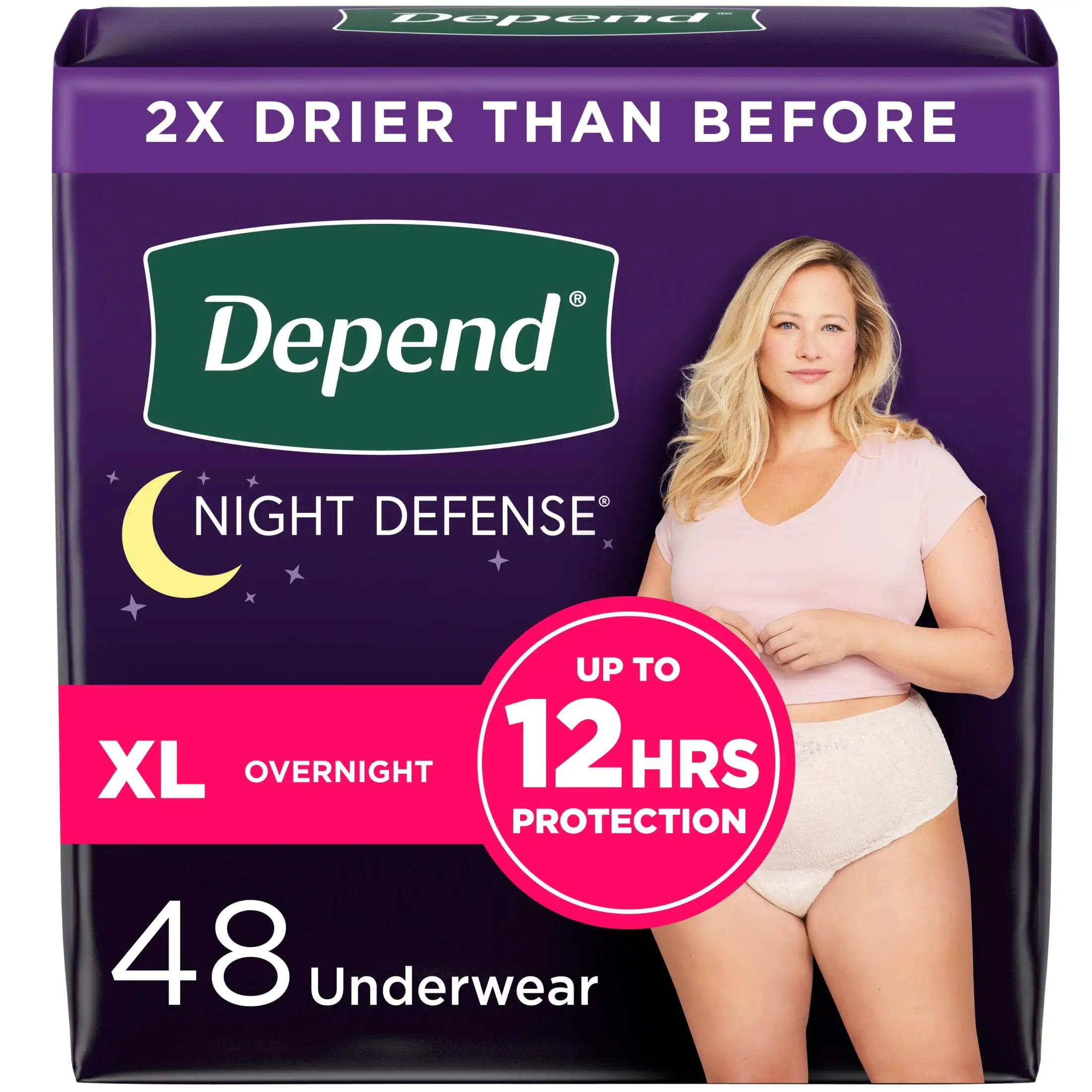 

Night Defense Incontinence Underwear for Women, Adult Diapers, Xl, 48 Count