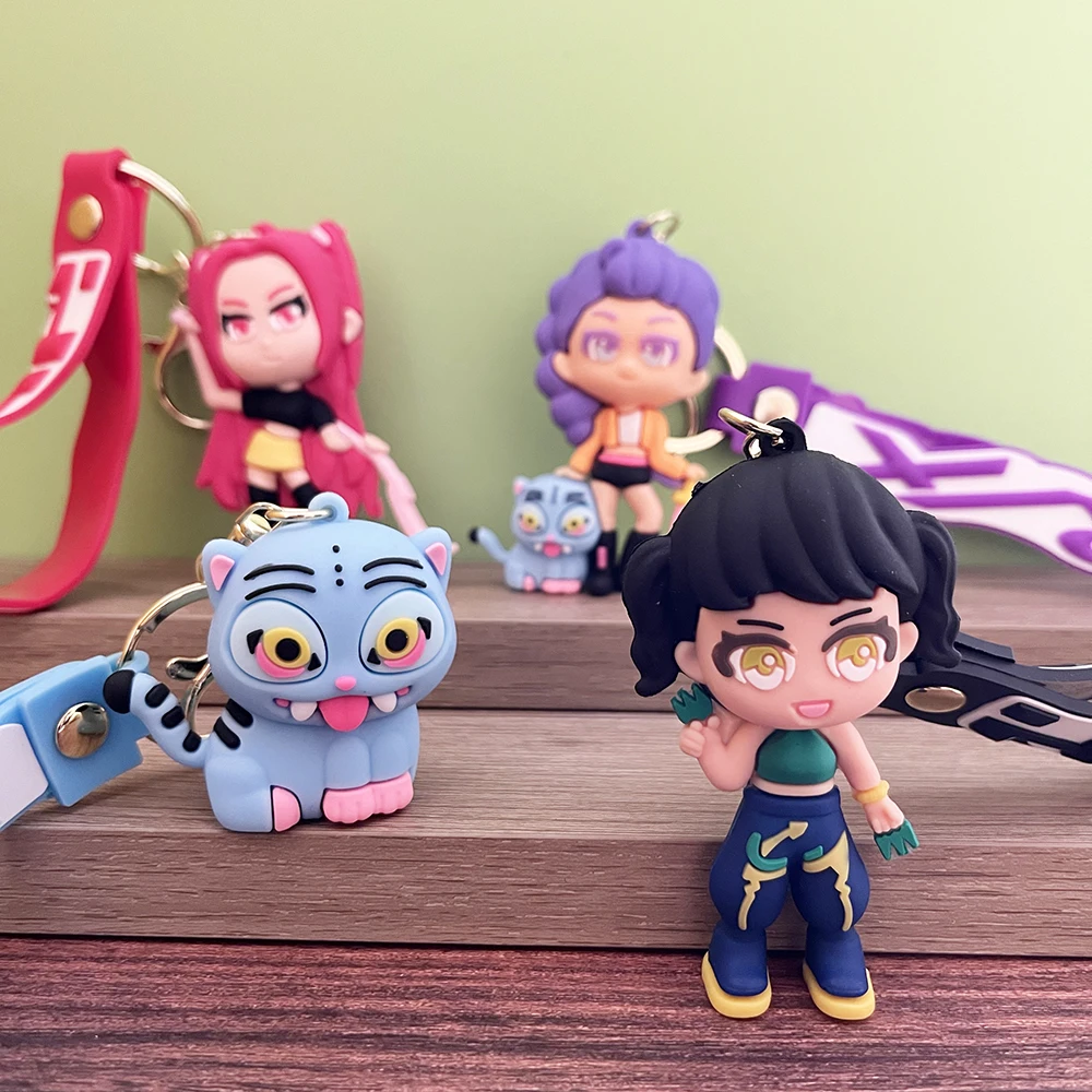 KPOP شيطان الصيادين ديربي النمر شخصية المفاتيح البلاستيكية سيليكون لطيف نمط حلقة رئيسية للأطفال والمحبي هدية عيد الهالوين