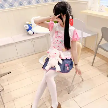 日本女孩可愛印花短袖T卹 夏季彩色短上衣 卡哇伊套頭衫 青春Y2K風格服裝 10 最佳銷售 暗黑可愛風服裝 - №2