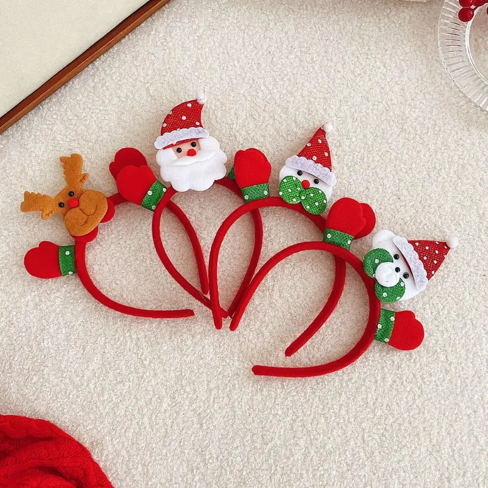 New Pet Cartoon Christmas Head Button Hair Band Party Gift Reindeer Antlers Snowman Sprung Headband Cat Dog Christmas Decoration