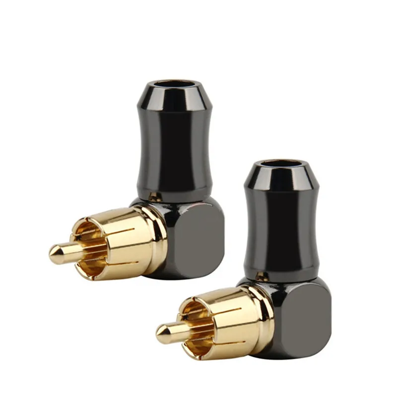 RCA Connector Audio Plug Male L Type 90 Degree Right Angle Elbow Speaker Terminal  Conector For Soldering Video Cable