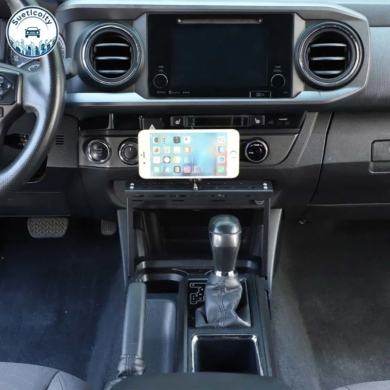 Aluminum Alloy Black For Toyota Tacoma 2016-2022 Center Console Phone Holder Stand GPS Navigation Bracket Interior Accessories