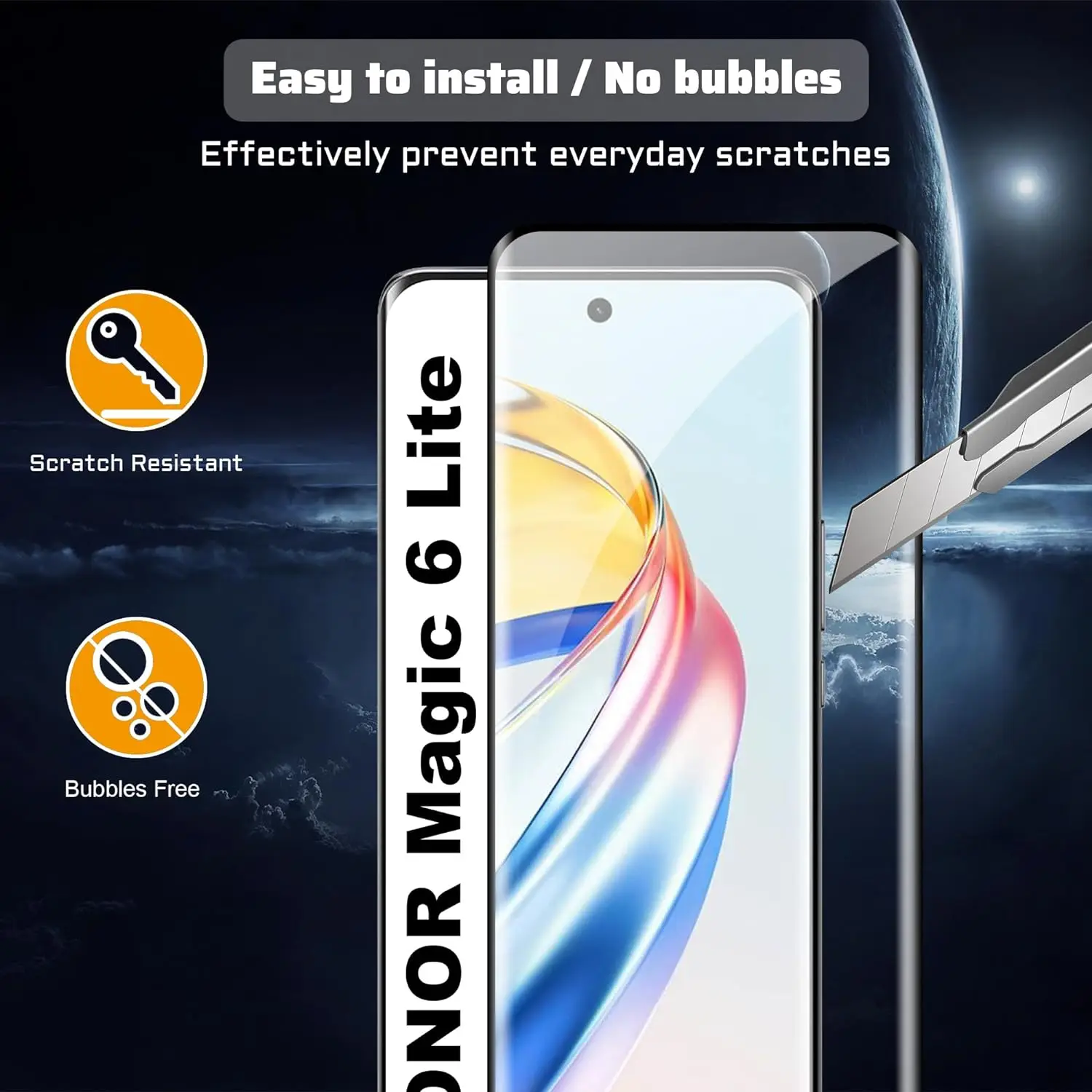 

Для Huawei Honor Magic6 Lite/MagiC7 Lite 5G 2/4 шт. Защитное стекло 3D с изогнутыми краями для экрана