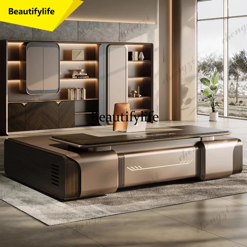 X188 Multi functional high-end l shaped desk office table Chairman President Boss computer desks escritorios de computadora furn