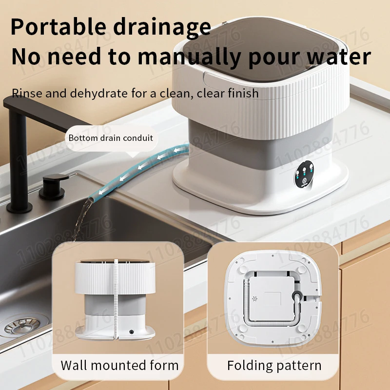 10L high-end foldable portable washing machine with large capacity blue light timed washing and dehydration washing machine image 4