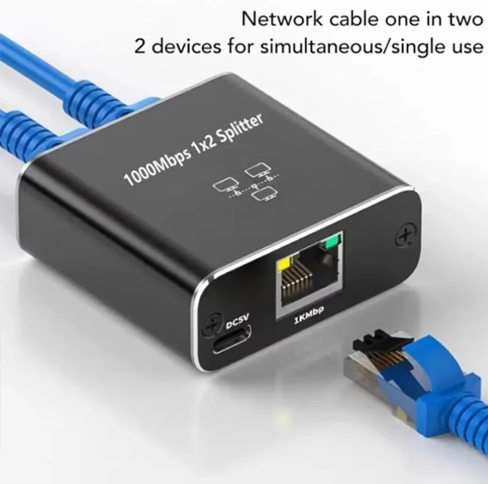 

Network Splitter 1000Mbps Hub 1 to 2 RJ45 Adapter Gigabit Converter Internet Ethernet 8P8C Set-Top Extender Plug Extension ﻿