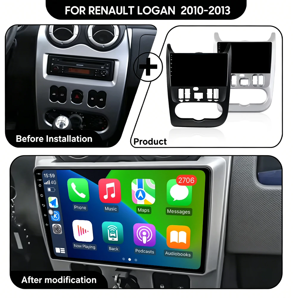 For Renault Logan 1 Sandero 2009-2015 Autoradio Carplay Auto Wireless Multimedia Automotive Car Audio Navigation WIFI GPS Radio