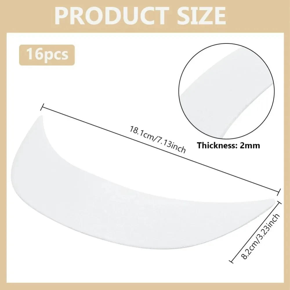 16Pcs White Brim Hat Brim Stiffeners Cap Visor Insert 7x3.2x0.07inch Crochet or Knit Plastic Brim Hat for Craft making kit