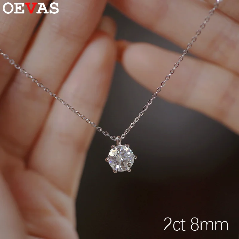 

Ожерелье женское из серебра 100% пробы с муассанитом, 8 мм, 2 карата