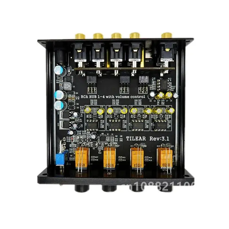 HIFI Lossless 1 Input 4 Output RCA HUB Audio Distributor Signal Selector Switch Source Switcher Tone Volume For Amplifier Board