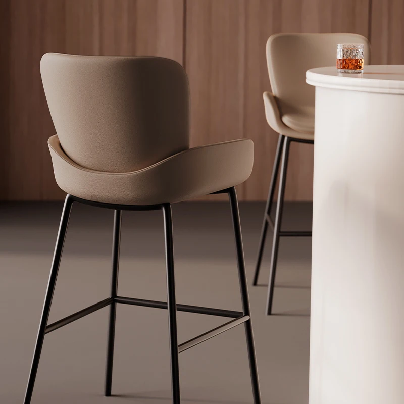 

-+-Minimalist Nordic Bar Stools High Kitchen Soft Accent Reception Desks Bar Chairs Luxury Metal Sillas Para Comedo Bar Furnitur