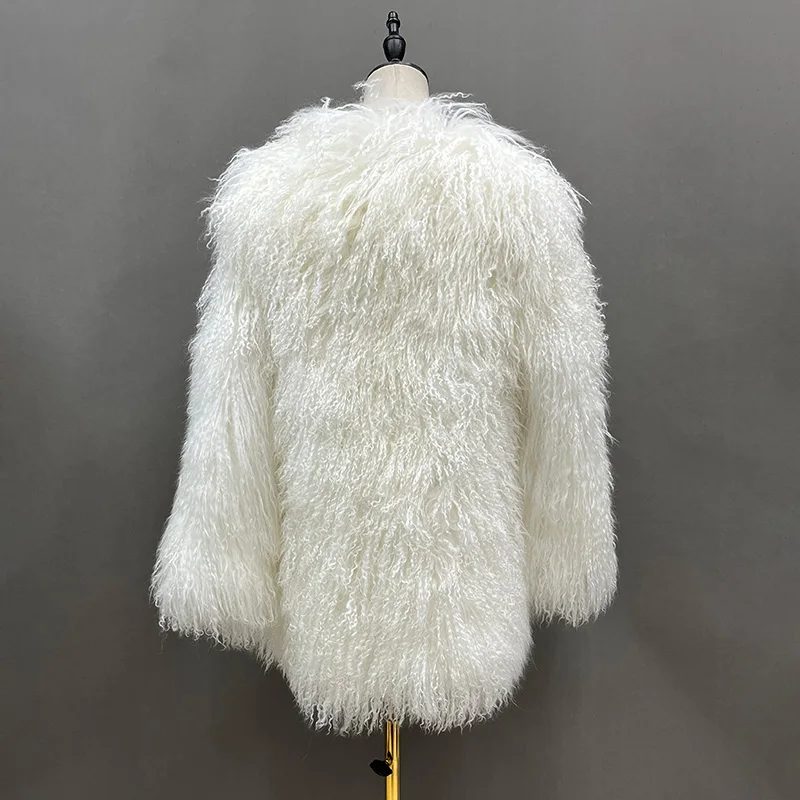 Winter Lady Luxury Mongolian Sheep Fur Coats Thick Warm Jacket Curly Flurry Lamb Fur Coats Women S6456