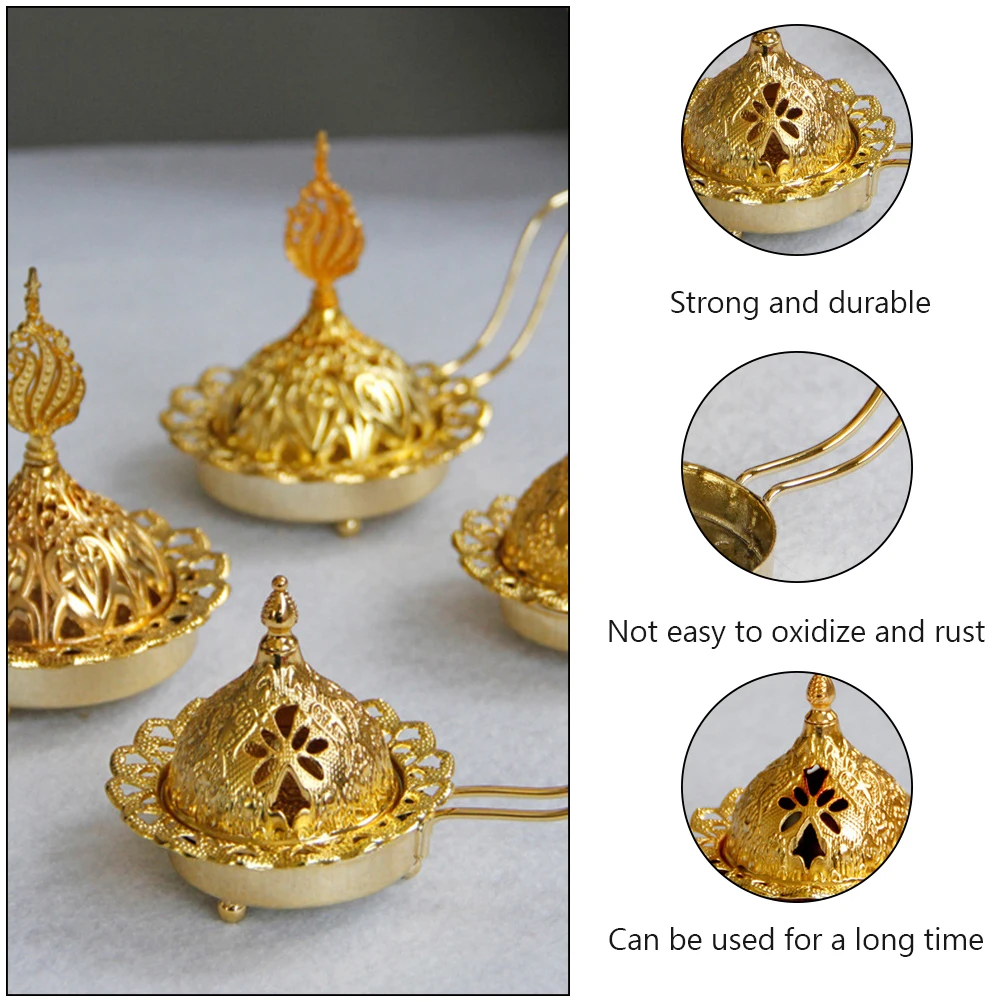 

Arabic Style Decorative Table Candlestick Golden Surface Holder Incense Burner for Home Bedroom Study Yoga