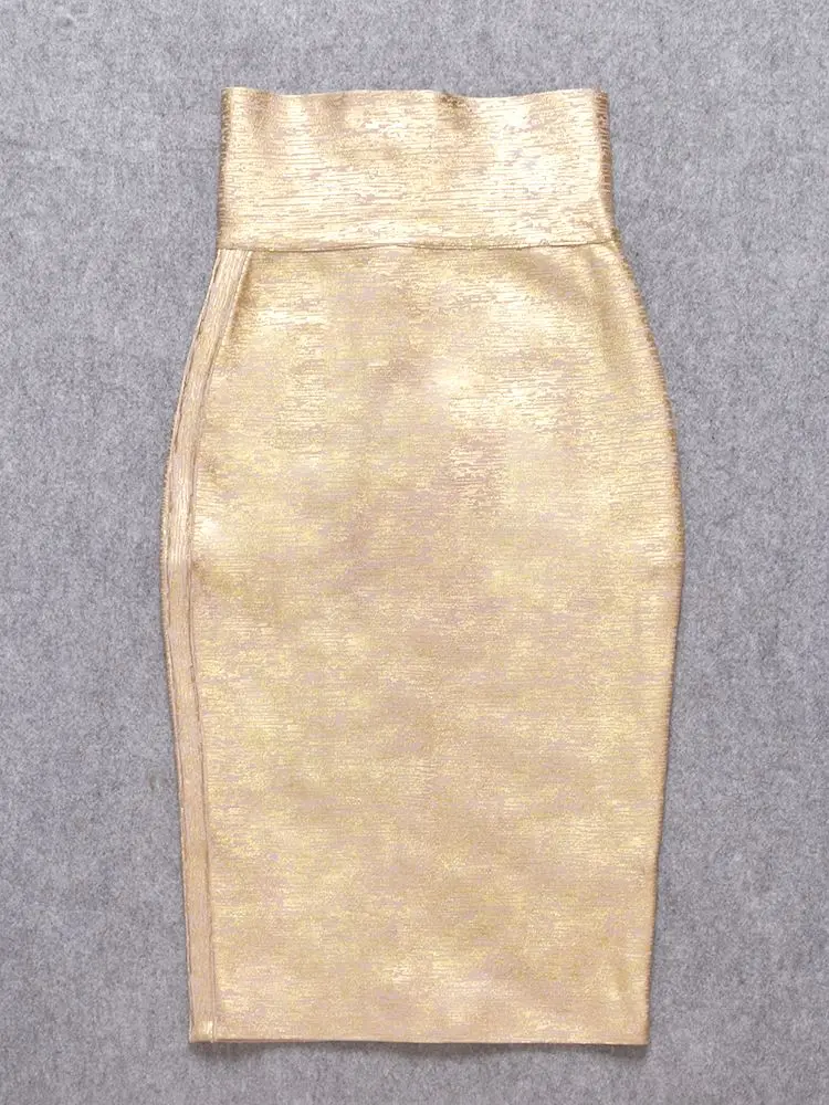 Gonne aderenti metallizzate nere dorate di qualità a vita alta Gonne lunghe con fasciatura stampata Maxi donne Party Club Office Lady Girl