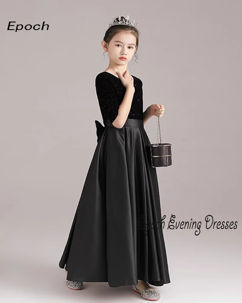 Epoch Children's Evening Dress فساتين مناسبة رسمية Elegant V-Neck A-Line Satin Graduation Ceremony For Lovely Kids 2024 New