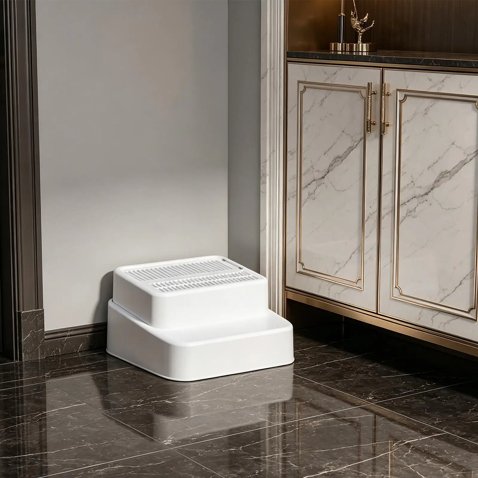 Litter Box Step Easy to Clean for Old Cats Reusable Pet Furniture with Filter Function Two Tier Stairs Litter Trapping Pedal