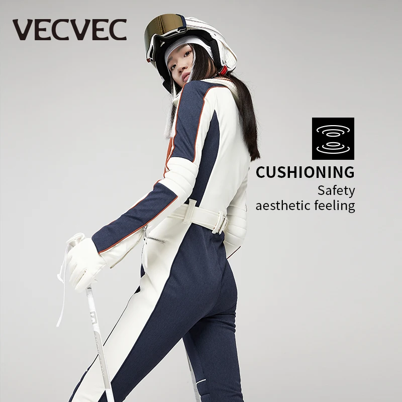 VECVEC Slim Ski Breathable Suit Women Snowboard Clothing Snow Suit Windproof Waterproof One Piece Bib Ski Wear