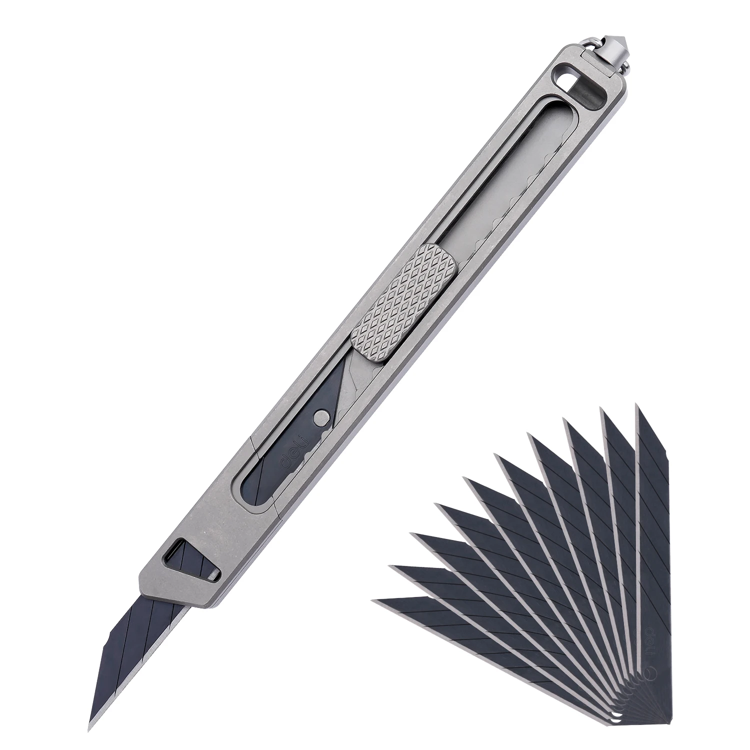 TGZUO Titanium Utility Knife, No Lock Retractable Snap-off Blade, DIY Box Cutter, Razor Knife Craft Knives, with 10 Extra 9mm Blades