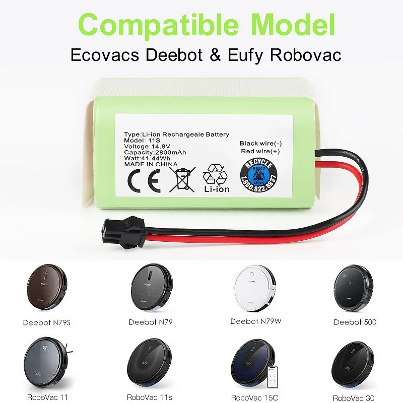 14.4V 2800mAh Battery For eufy RoboVac 15C 15T 25C 30 30C 35C MAX G10 G15 G20 G30 Hybrid Edge Robot Vacuum Cleaner Accessories
