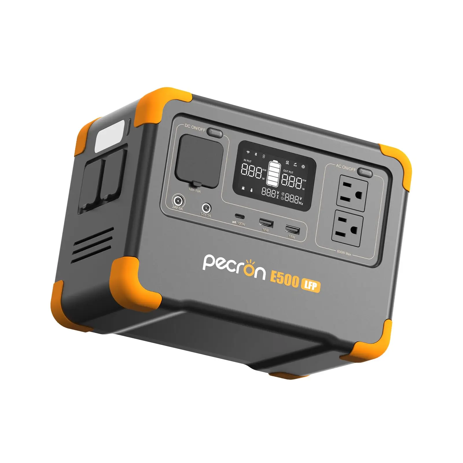E500LFP Portable Power Station, 576Wh LiFePO4 Battery, 600W AC Outlets Solar Generator, Fast Charging Power Station for