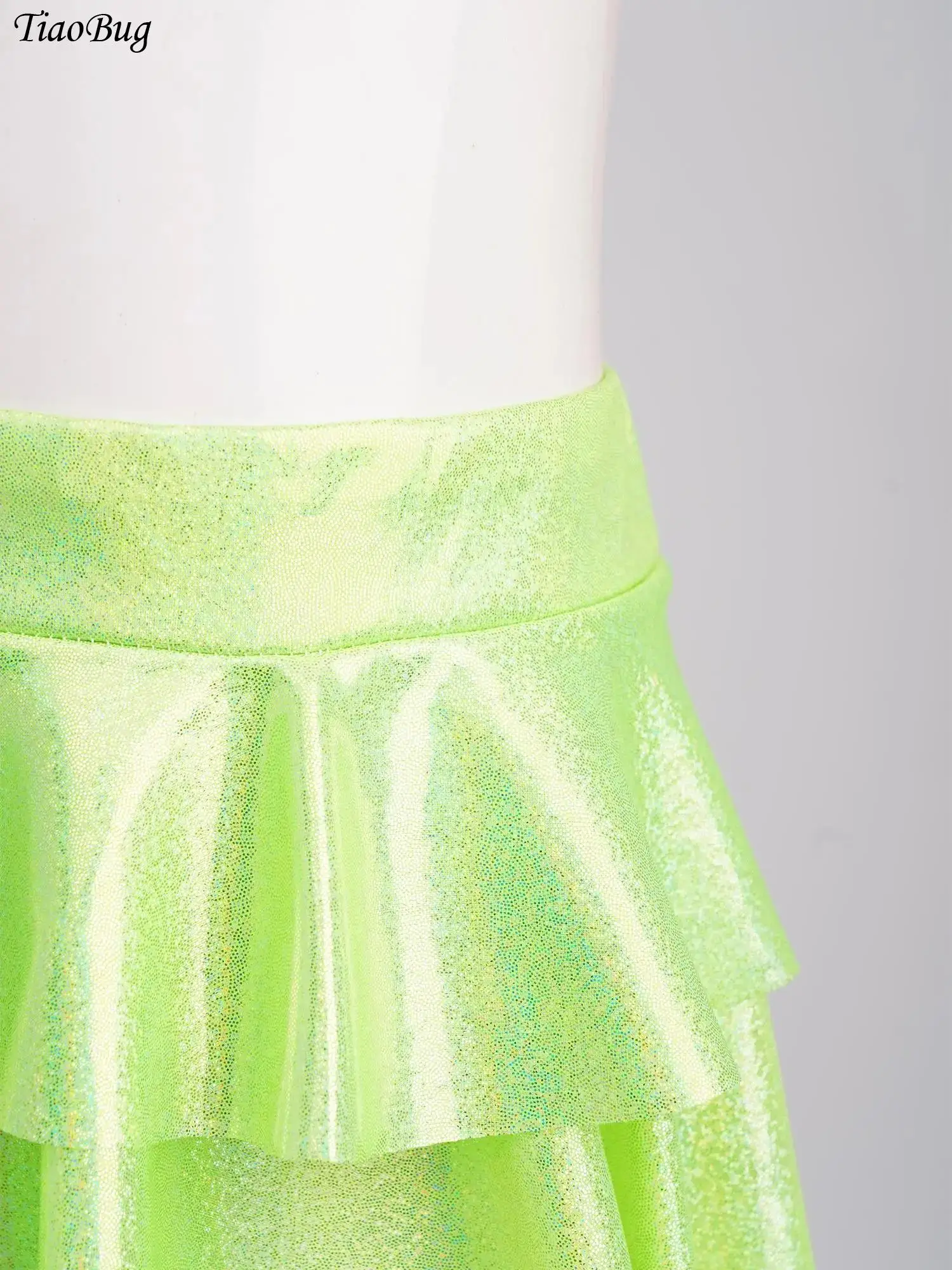 

Kids Girls Metallic Shiny Dance Skirts Elastic Waistband Skirted Shorts Culotte Cheerleading Jazz Dance Performance Clothing