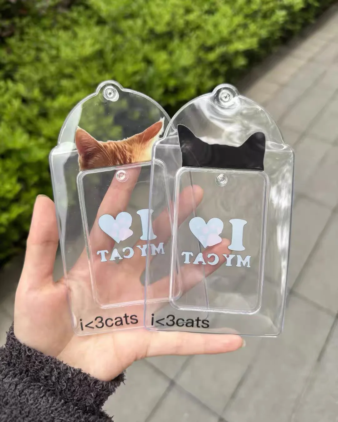1/2 Stück Niedlicher Katzenohren-Kartenhalter aus Transparentem PVC, Wasserdichter Fotokarten- und Ausweishalter im Koreanischen Stil, Bedruckte Kartenschutzhülle – Detail 6