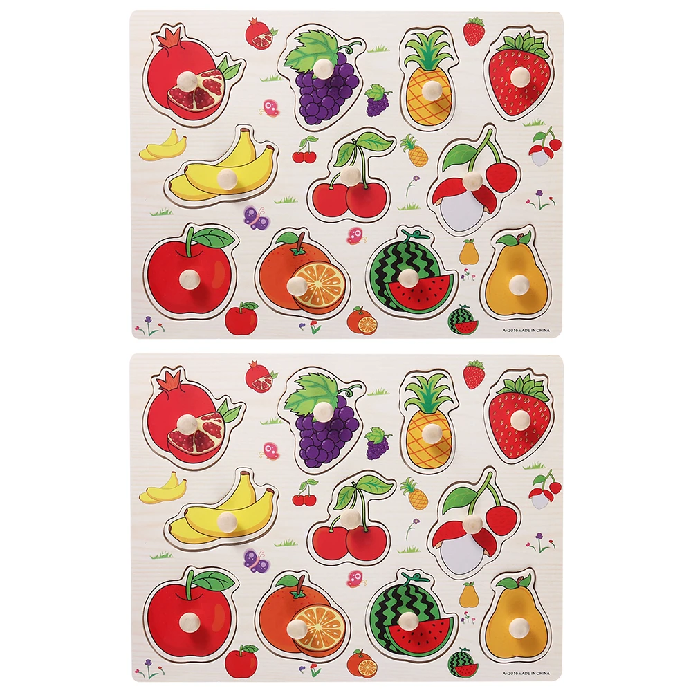 2 set 2 Sets Fruit Jigsaw Kids Plaything Bright Color Lightweight Educational Puzzles Child Jigsaw Puzzle Funny Kid Puzzle Game