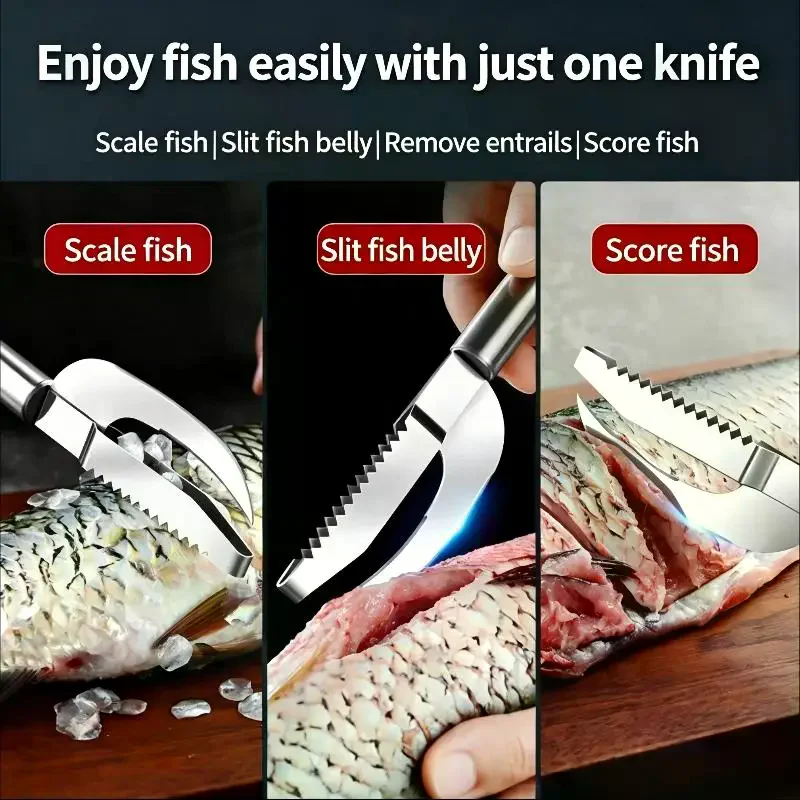 Stainless Steel Fish Maw Knife,3 In 1 Fish Maw Knife, Multifunction Fish Scale Knife Fish Scale Remover