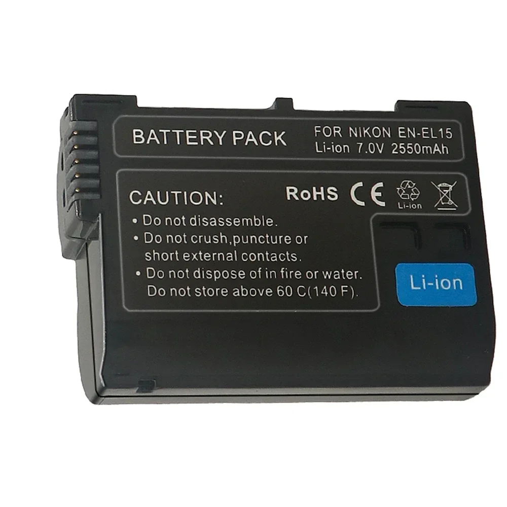 2550mAh EN-EL15C EN-EL15 Battery for Nikon Z5,Z6,Z6 II,Z7,Z7II D600 D610 D600E D800 D810 D800E D850 Replacement Batteries