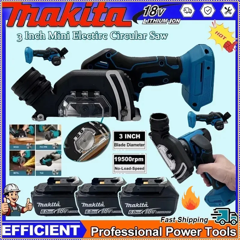 

Makita For 18V Battery Cordless Electric 3 Inch Angle Grinder 19500RPM Cut Off Tool Tile Cutter for Wood Tile Plastic Tool