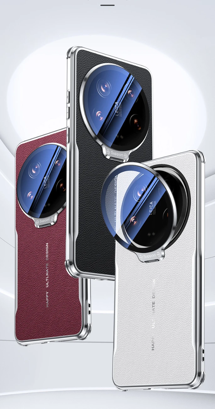 Luksusowe skórzane etui z metalowym uchwytem na obiektyw dla Xiaomi 15 Pro 15 Ultra Shockproof Bumper Protective Cover Xiaomi Mi 15Pro — zdjęcie produktu 6