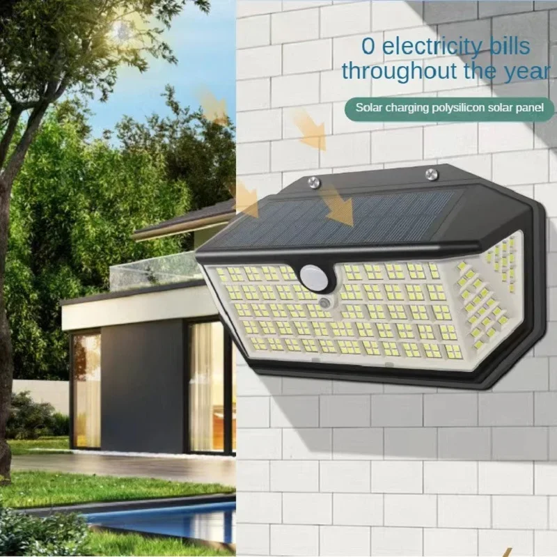 

Five sides of luminous solar wall lamp outdoor courtyard human sensing automatic switch energy-saving waterproof wiring free