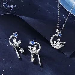 Thaya S925 Silver Jewelry Sets Prince and Fox Pendant Necklace Fashion Romantic Women Dangle Earring Elegant Party Fine Jewelry