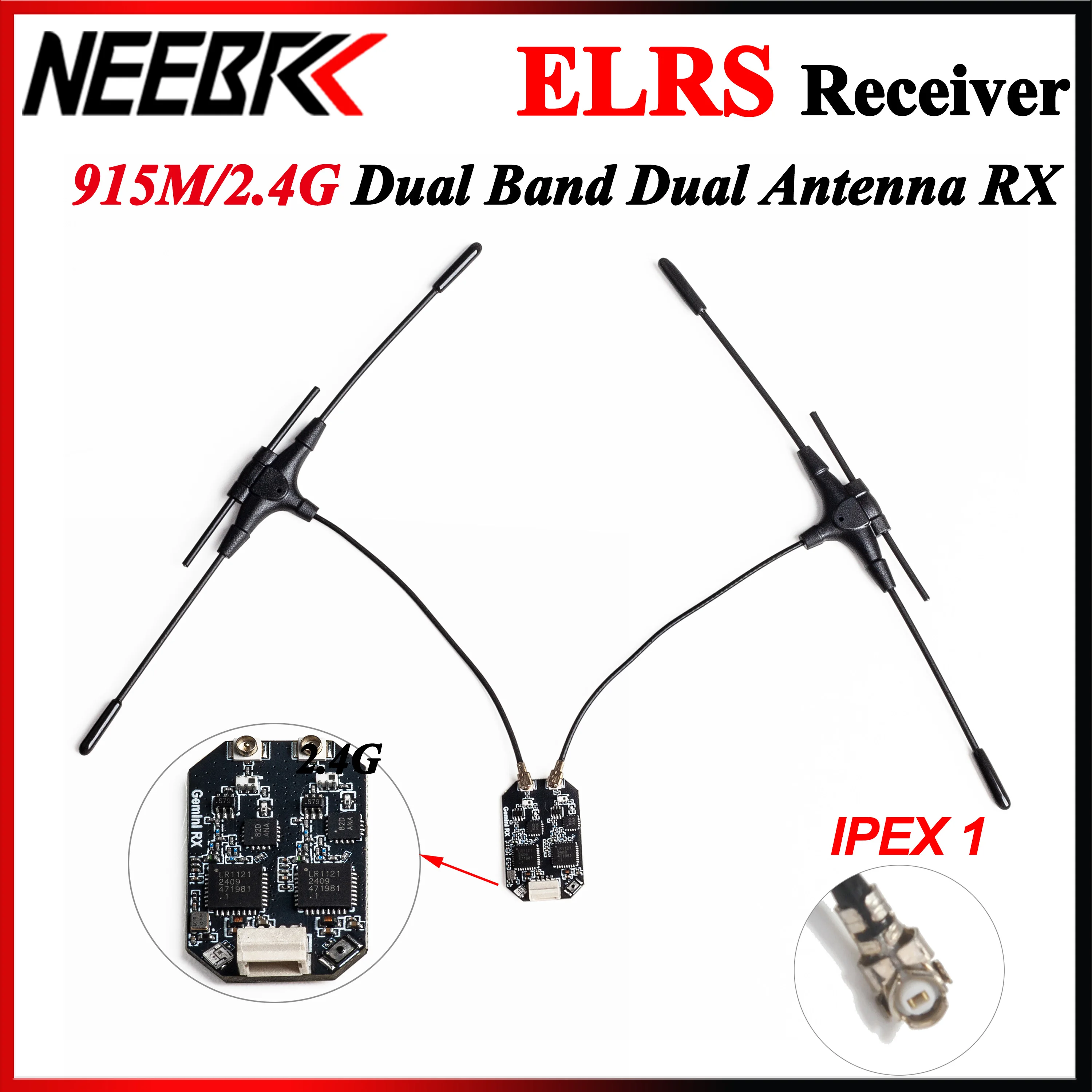 ELRS 915MHz/2.4GHz Dual Antenna Dual Frequency Receiver Gemini ExpressLRS for Quadcopter FPV Long Range Racing Drone DIY Parts